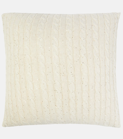 Brunello Cucinelli Cable-knit Cotton-blend Cushion In Neutrals