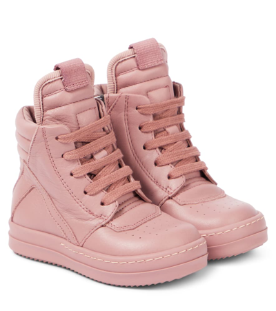 Rick Owens Baby Geo Leather Trainers In Pink