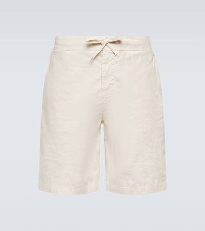 Frescobol Carioca Sergio Linen-blend Bermuda Shorts In Yellow Haze