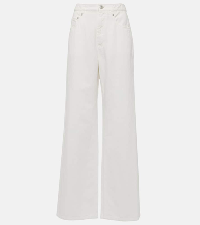Brunello Cucinelli Cotton And Linen Wide-leg Trousers In White