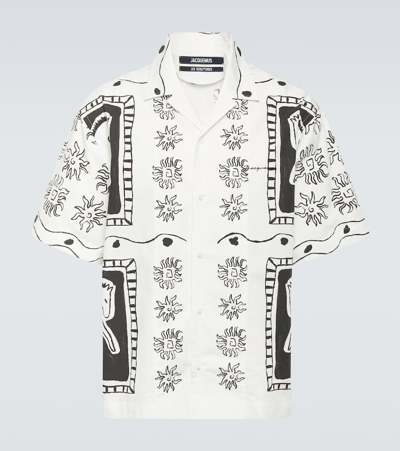 Jacquemus La Chemise Jean Shirt Pt Frise Horse Black Whit In Multi