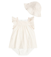CHLOÉ BABY COTTON DRESS AND HAT SET