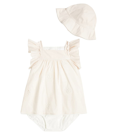 Chloé Babies' Organic Percale Cotton Dress & Hat In Light Pink