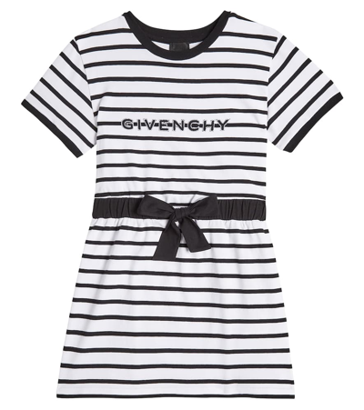 Givenchy Kids' Striped Cotton Dress In Black