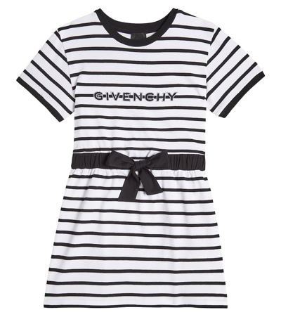 Givenchy Kids' 条纹棉质连衣裙 In Black