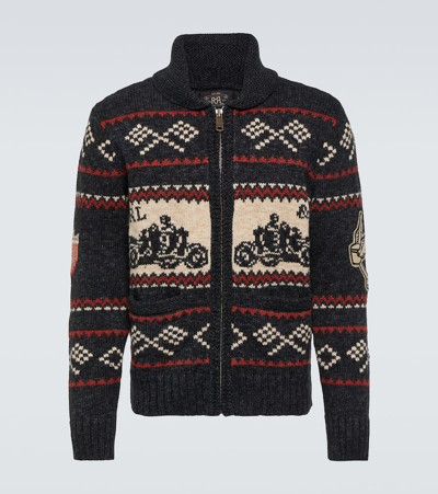 Rrl Cotton And Wool Zip-up Cardigan In Multicoloured