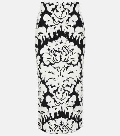 Alexander Mcqueen Printed Jacquard Pencil Skirt In White