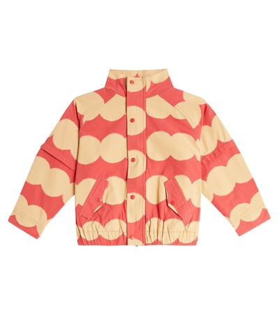 Jellymallow Kids' Dot Printed Cotton Jacket In Red