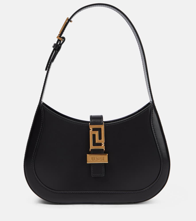 Versace Greca Goddess Small Leather Tote Bag In Black