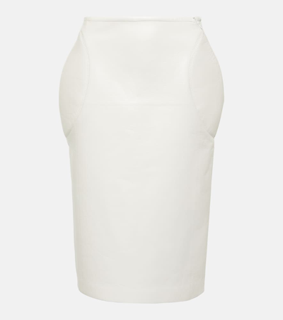 Alaïa Leather Pencil Skirt In White