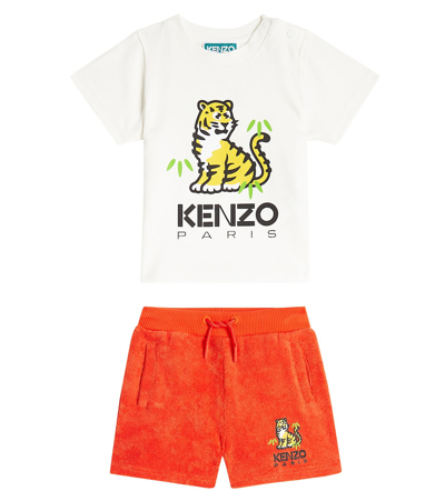 Kenzo Baby Tiger Jersey T-shirt And Shorts Set In Red