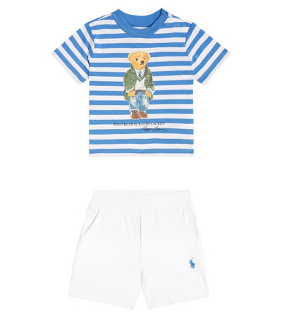 Polo Ralph Lauren Baby Cotton Top And Shorts Set In Multicoloured