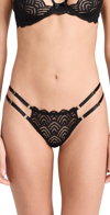 Hanky Panky Strappy Lace Thong Black In Black