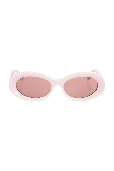 Gucci Eyewear Oval Frame Sunglasses In Pink