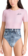 Acne Studios Short Sleeve Swimsuit Pink Multicolor In Pink Multicolor