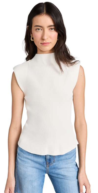 Veronica Beard Cio Ribbed Mock-neck Top In Black