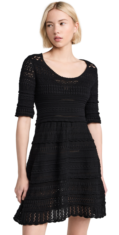 Isabel Marant Étoile Tiered Skirt Crochet Dress With Half Sleeves In Black
