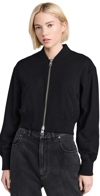 AMI ALEXANDRE MATTIUSSI ZIPPED BOMBER JACKET BLACK