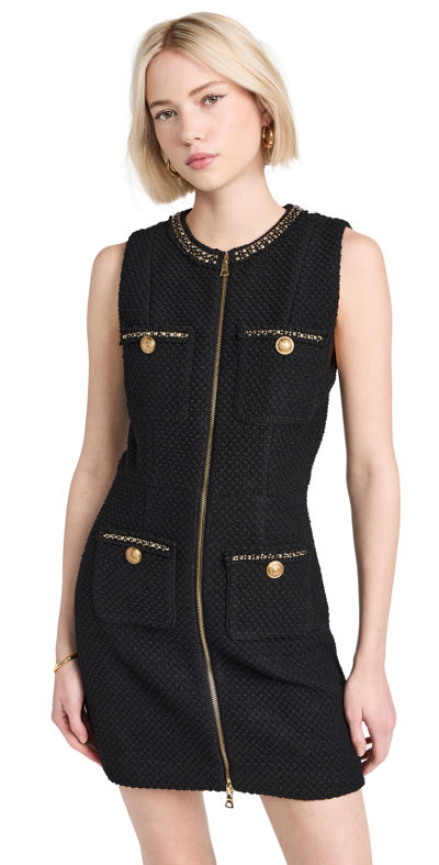 Alice And Olivia Lachlan Boucle Tweed Mini Dress In Black