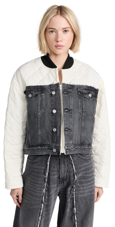 Mm6 Maison Margiela Quilted Denim Sports Jacket In Black