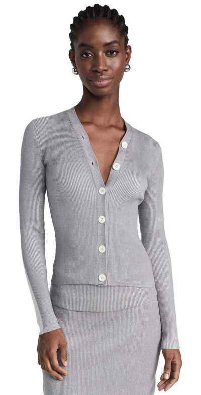 Proenza Schouler White Label Winnie Ribbed-knit Cardigan In Grey