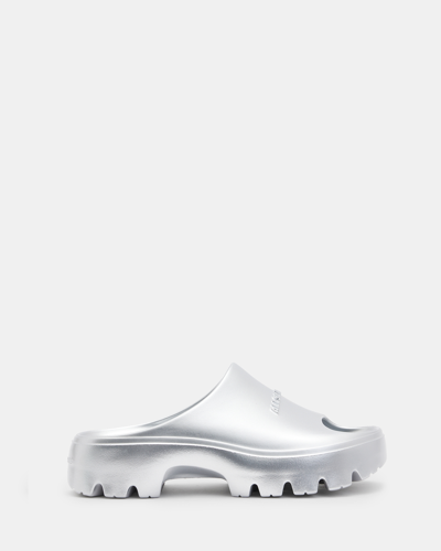 Allsaints Eclipse Flatform Logo Slides In Metallic Silver