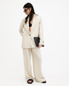 Allsaints Deri Lyn Linen Blend Blazer In Cream White