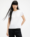 Allsaints Isabel Frill Trim Short Sleeve T-shirt In Chalk White