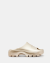 Allsaints Womens Metallic Gold Eclipse Logo-embossed Rubber Sliders