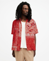 Allsaints Tijuana Bandana Print Short Sleeve Cotton Button-up Shirt In Apple Red