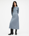 Allsaints Hana 2-in1 Slim Fit Midi Slip Dress In Dark Denim Blue