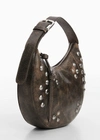 Mango Stud Leather Bag Charcoal