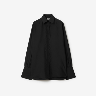 Burberry Long-sleeve Silk Shirt In Black