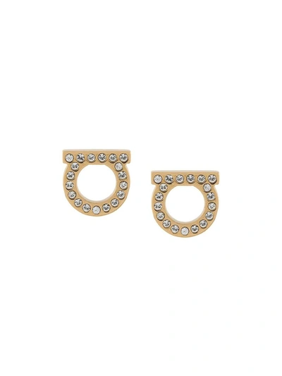 Ferragamo Gancini Crystals Earrings Accessories In Grey