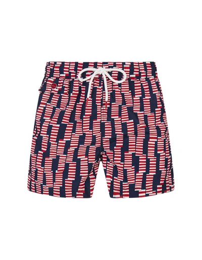 Kiton Swim Shorts With Red Windsock Pattern