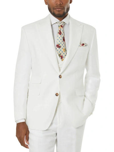Tayion By Montee Holland Mens Linen Long Sleeves Two-button Blazer In White