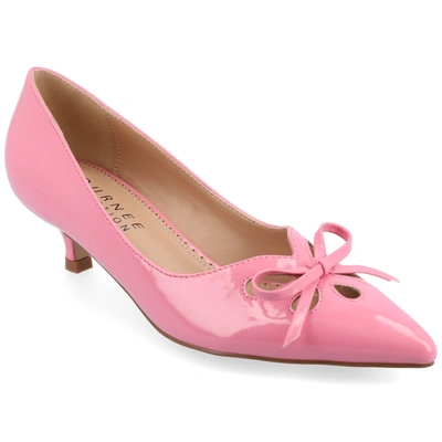 Journee Collection Women's Lutana Wide Width Pointed Toe Kitten Heel Pumps In Pink