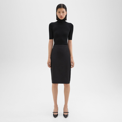 Theory Slim Pencil Skirt In Stretch Wool In Black