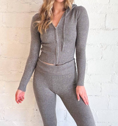 Sky To Moon Pass The Popcorn Zip Sweater In Grey