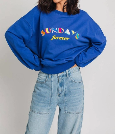 Le Lis Sundays Forever Crewneck Pullover In Blue