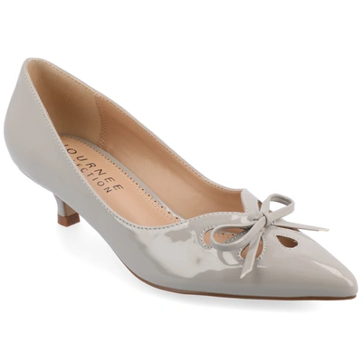 Journee Collection Women's Lutana Wide Width Pointed Toe Kitten Heel Pumps In Gray