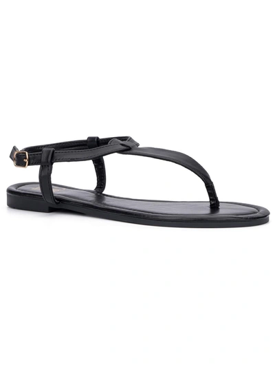New York And Company Tstrapsandal Womens Faux Leather Casual Thong Sandals In Black