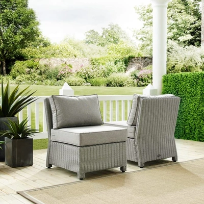 Crosley Furniture Bradenton 2-piece Outdoor Wicker Armless Chair Set In Gray
