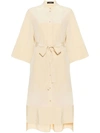 Joseph Collarless Silk Dress In Neutrals