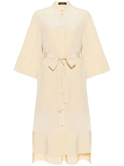 Joseph Collarless Silk Dress In Neutrals