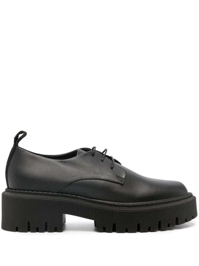 Lorena Antoniazzi 50mm Lace-up Leather Loafers In Black