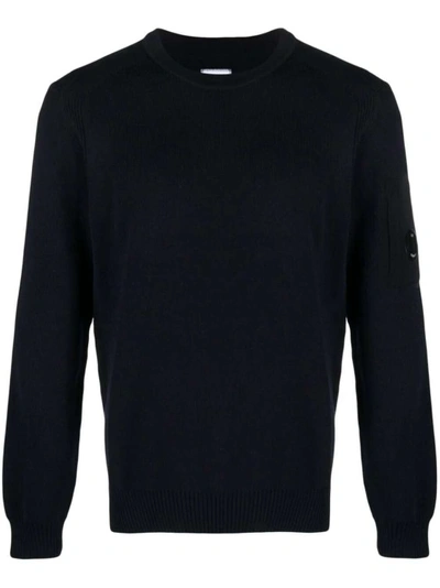 C.p. Company Lens-detail Knitted Jumper In Black