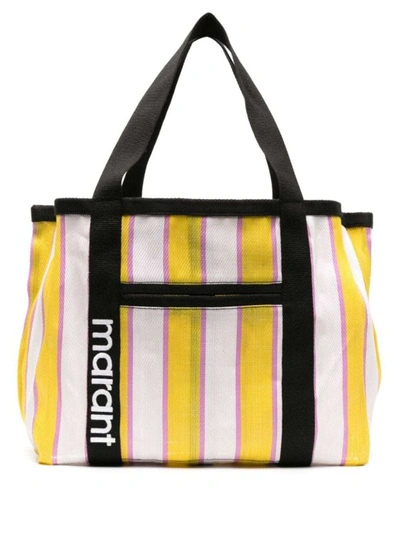 Isabel Marant Darwen Striped Tote Bag In Black