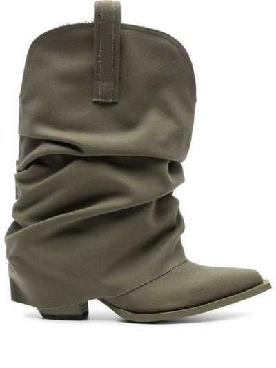 R13 Low Rider Slouchy Cowbody Boots In Grey