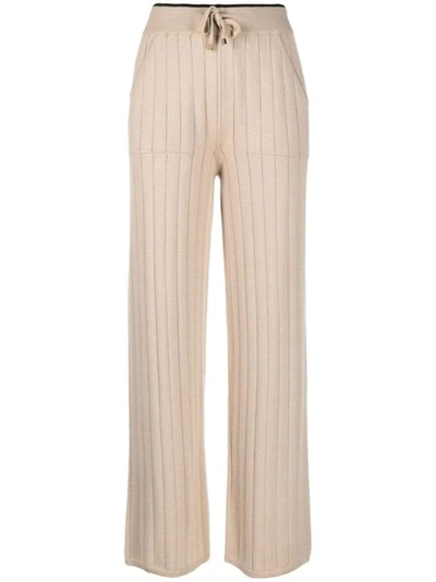 Lorena Antoniazzi Straight-leg Ribbed-knit Trousers In Neutrals